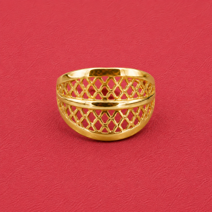 Golden Lattice Dome Band Ring