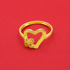 Golden Open Heart & Flower Ring