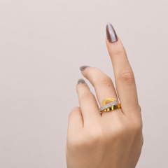 Two-Tone Golden CZ Cutout Panel Ring – view 2