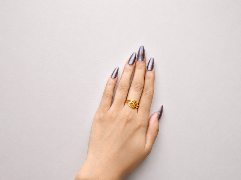 Golden Open Woven Band Ring – view 2