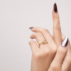 Two-Tone Golden Oval CZ Panel Ring – view 4