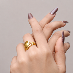 Golden Woven Basket Dome Ring – view 2