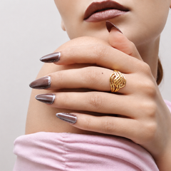 Golden Woven Basket Dome Ring – view 4