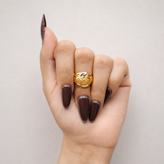 Two-Tone Golden Lattice Swirl Dome Ring – view 4