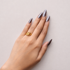 Golden Swirl Wave Openwork Ring – view 2