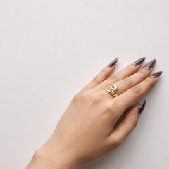 Golden Lattice Dome Band Ring – view 4