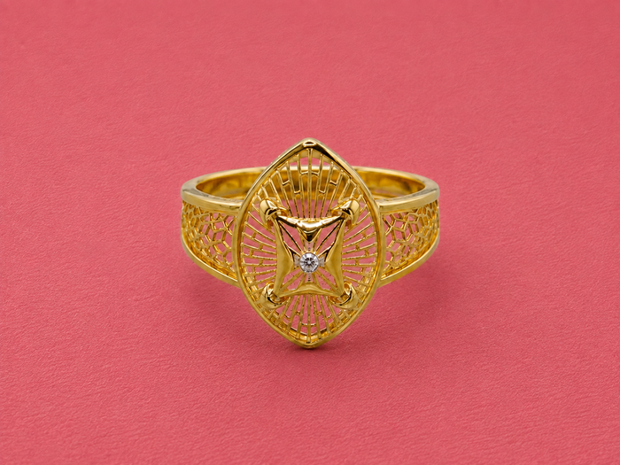Golden Marquise Filigree Statement Ring