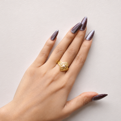 Golden Marquise Filigree Statement Ring – view 2