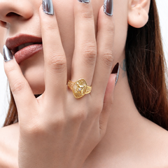 Golden Marquise Filigree Statement Ring – view 3