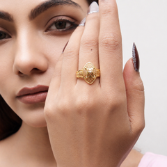 Golden Marquise Filigree Statement Ring – view 4
