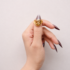 Golden Lattice Wrap Dome Ring – view 3