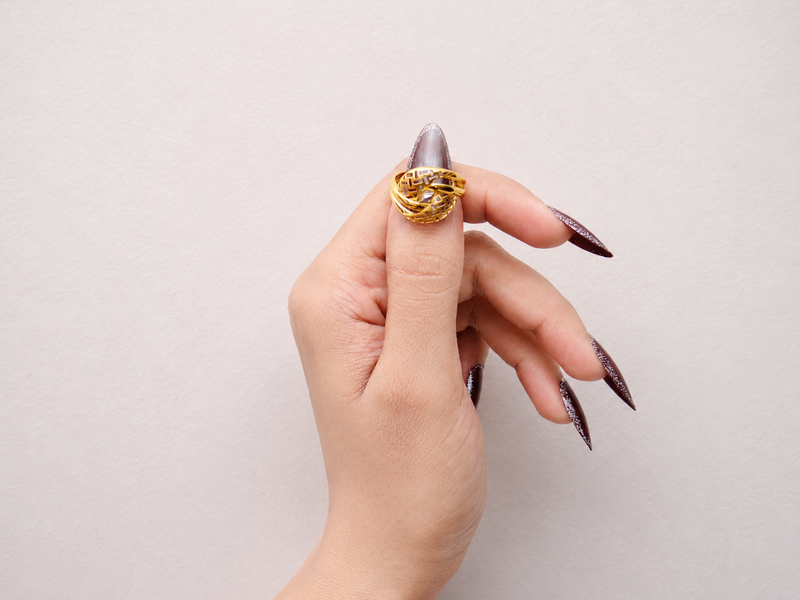 Golden Lattice Wrap Dome Ring – view 3