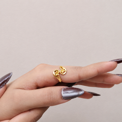 Golden Swirl & Flower Ring – view 2