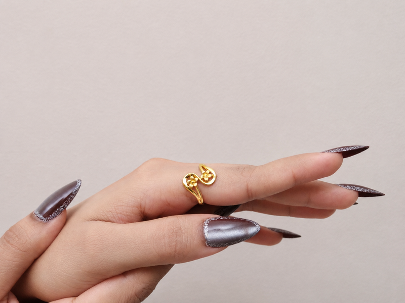 Golden Swirl & Flower Ring – view 2