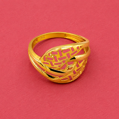 Golden Lattice Wrap Dome Ring