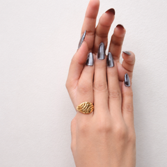 Golden Textured Dome Ring – view 3