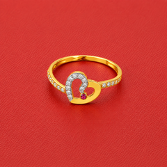 Golden CZ Horseshoe & Ruby Ring