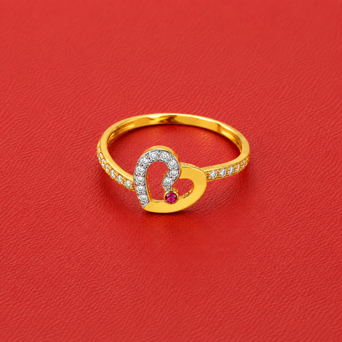 Golden CZ Horseshoe & Ruby Ring