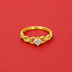 Golden Chain Link Solitaire Ring