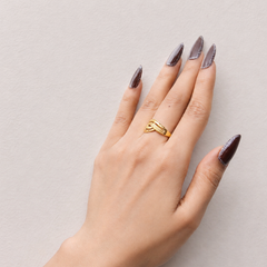 Golden Textured Crossover Band Ring – view 3