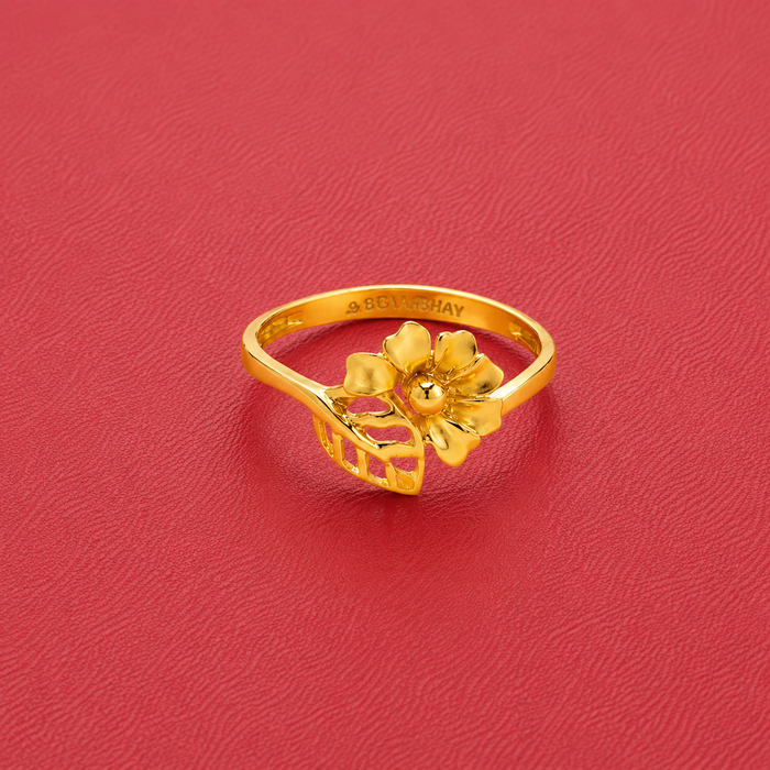 Golden Flower & Leaf Ring