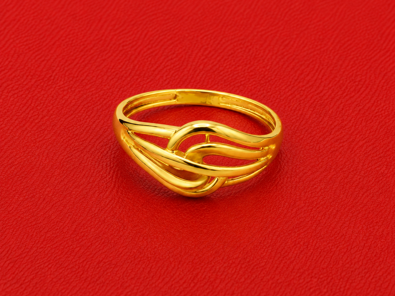 Golden Twisted Knot Triple-Band Ring