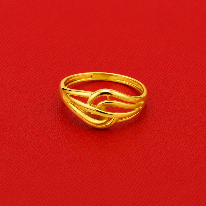 Golden Twisted Knot Triple-Band Ring
