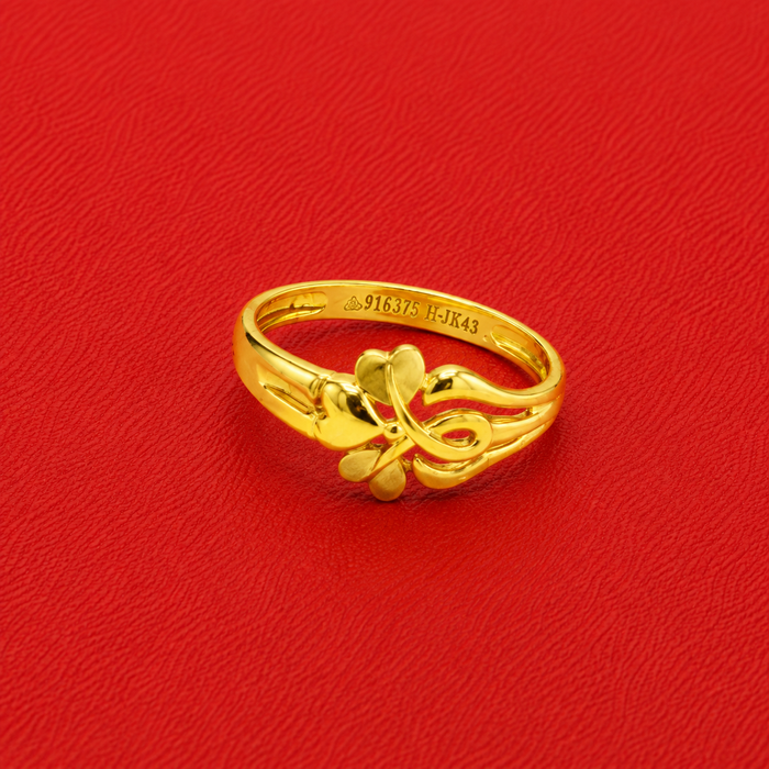 Golden Butterfly Clover Ring