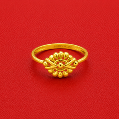 Golden Sunburst Floral Bead Ring