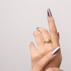 Golden Diamond Frame Bead Cluster Ring – view 3