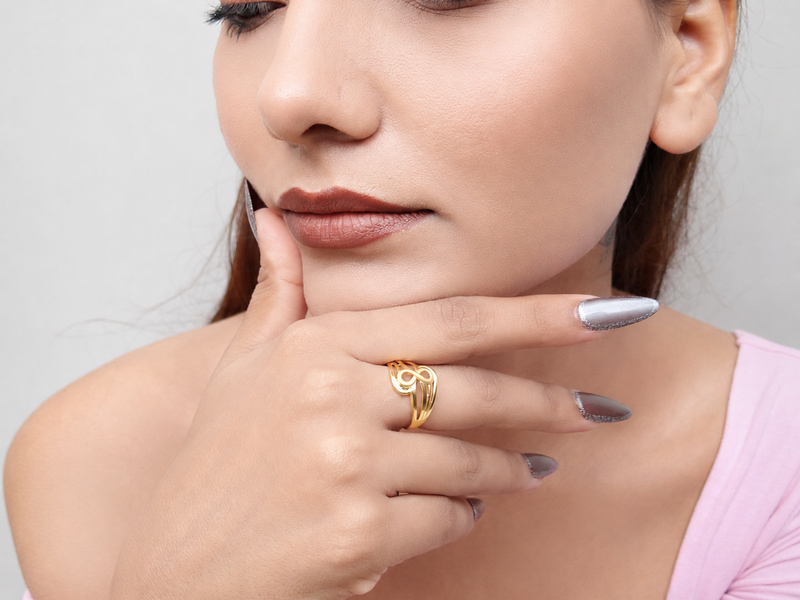 Golden Infinity Swirl Multi-Band Ring – view 3