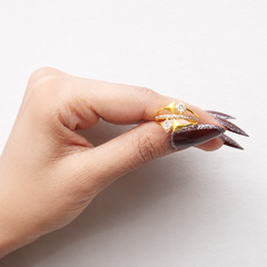 Golden CZ Bar & Kite Station Ring – view 2