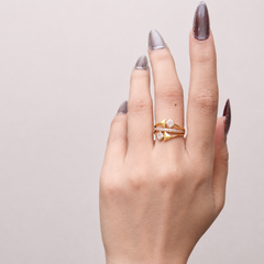 Golden CZ Bar & Kite Station Ring – view 5