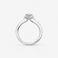 Silver Aqua Round Stone Chevron Ring – view 3