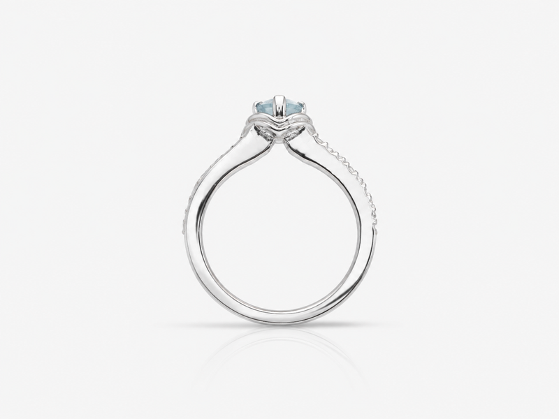 Silver Aqua Round Stone Chevron Ring – view 3