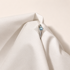 Silver Aqua Round Stone Chevron Ring – view 4