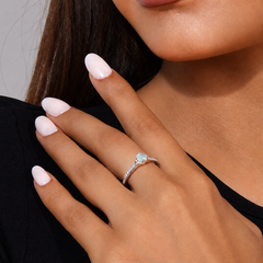 Silver Aqua Round Stone Chevron Ring – view 5