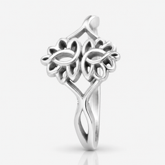 Silver Openwork Filigree Lotus Ring – view 2