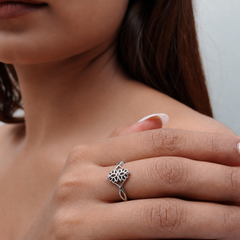 Silver Openwork Filigree Lotus Ring – view 3