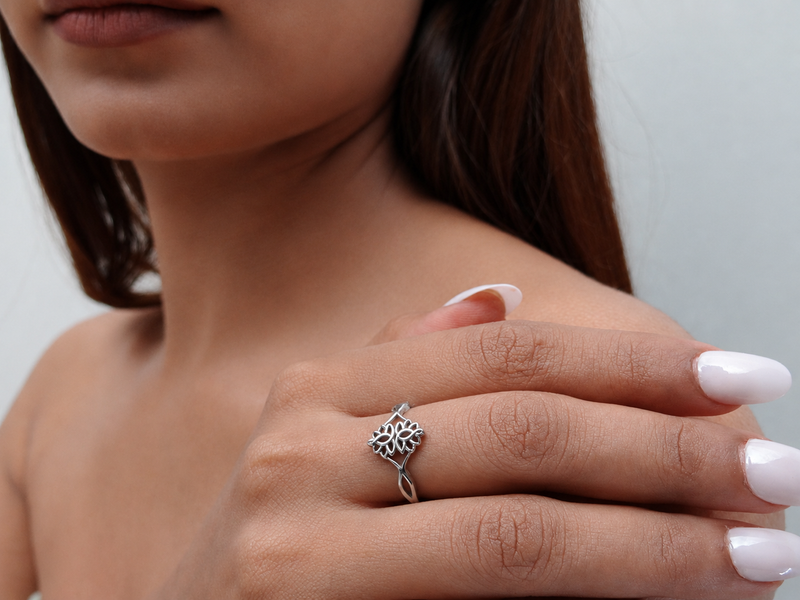 Silver Openwork Filigree Lotus Ring – view 3