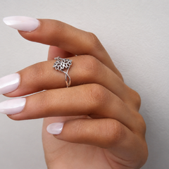 Silver Openwork Filigree Lotus Ring – view 4
