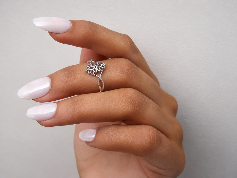 Silver Openwork Filigree Lotus Ring – view 4
