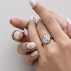 Silver Pave Pear Panel Ring – view 2