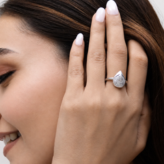 Silver Pave Pear Panel Ring – view 3