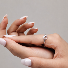 Silver Crescent Moon Pave Ring – view 2