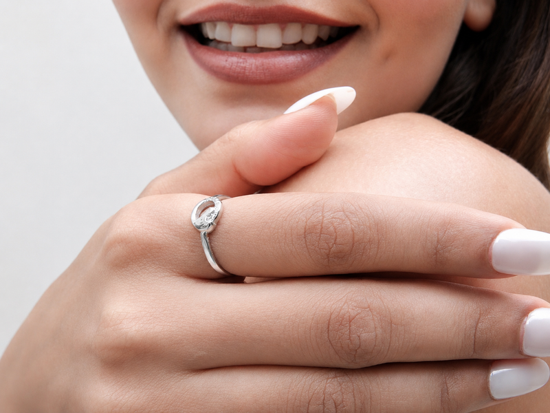 Silver Crescent Moon Pave Ring – view 3