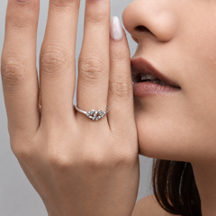 Silver Twin Pave Swan Heart Ring – view 2