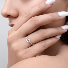 Silver Twin Pave Swan Heart Ring – view 3