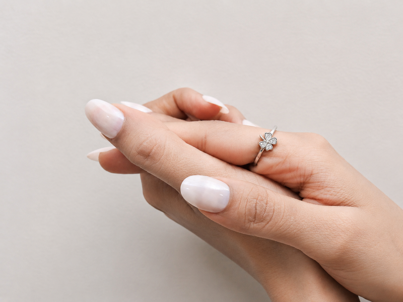 Silver Pave Four-Leaf Clover Ring – view 4