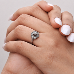 Silver Pave Star Hexagon Panel Ring – view 3